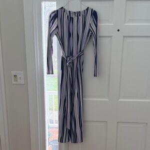 Anne Klein Lavender, Black & White Striped Long Sleeve Maxi Dress 🌿